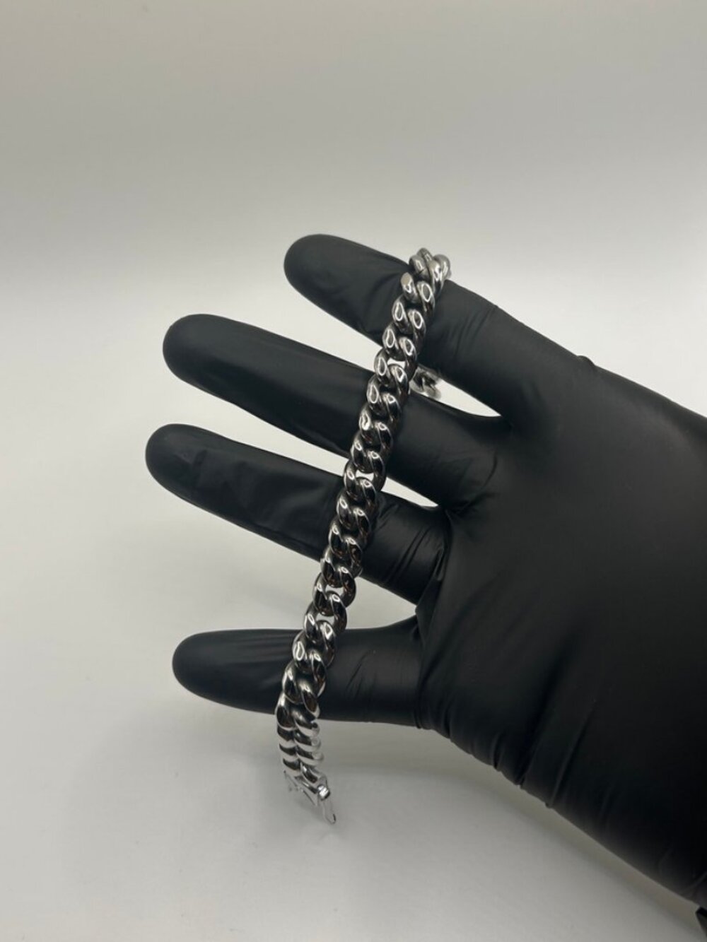 Waterproof Silver Cuban Link Bracelet 10mm 8 Inch Stainless Steel Mens Solid